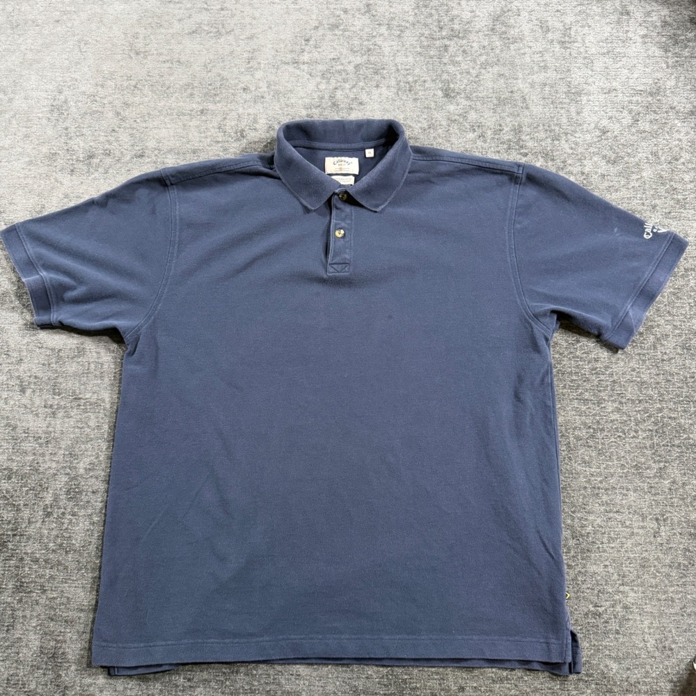 Callaway Golf Sport Mens XL Navy Blue 100% Combed Cotton Short Sleeve Polo Shirt